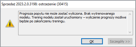 Informacja o uruchomieniu treningu modelu