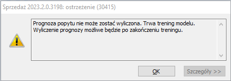 Ostrzeżenie o trwającym treningu modelu