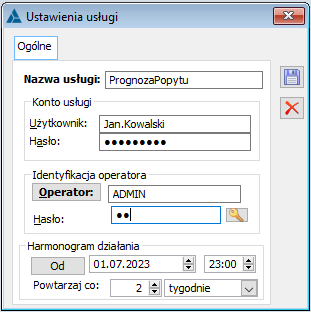 Konfiguracja usługi automatycznego wyliczania prognozy popytu