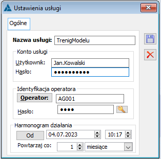 Konfiguracja usługi automatycznego treningu modelu