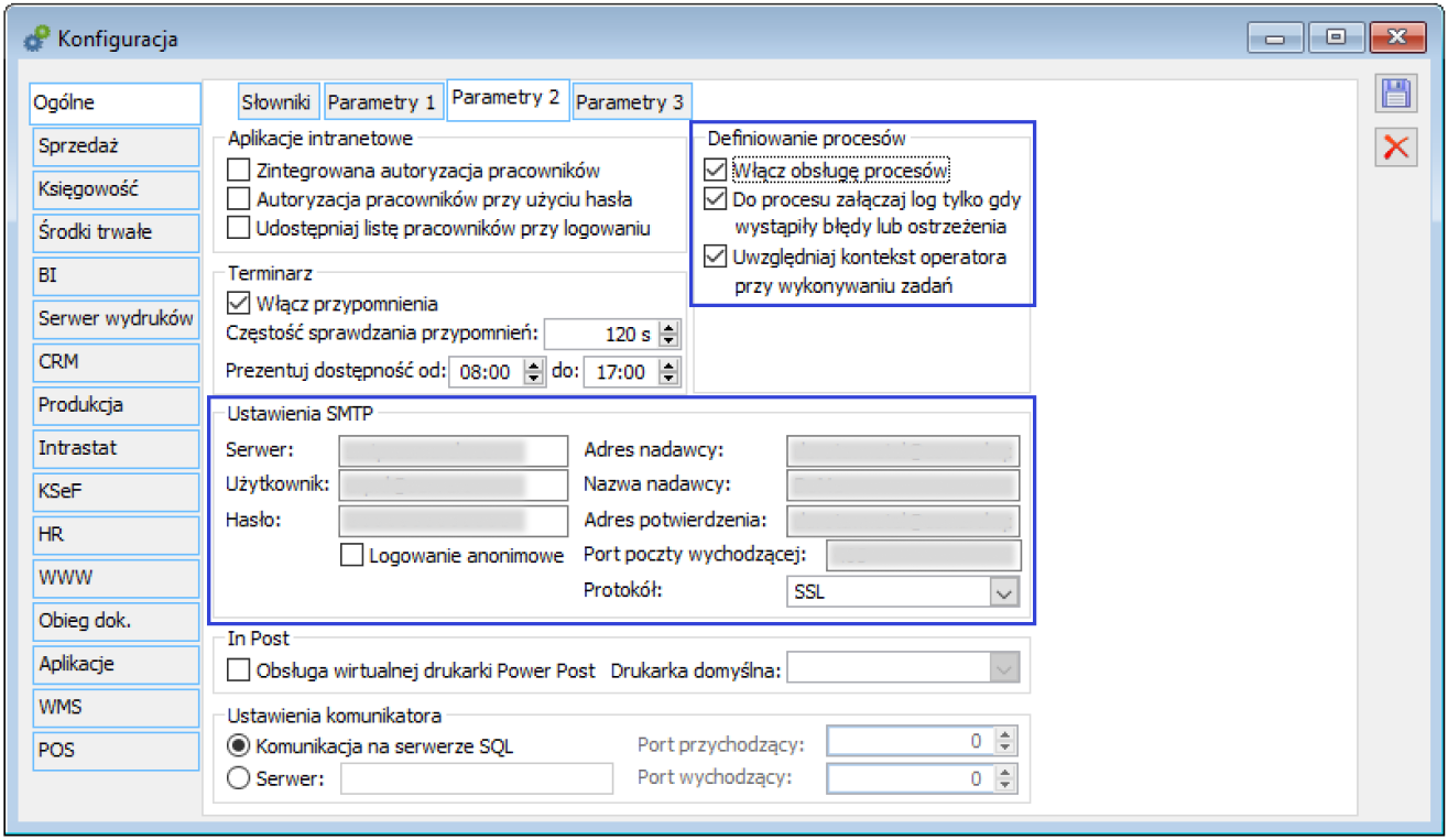 Konfiguracja, zakładka [Ogólne]/ [Parametry 2]