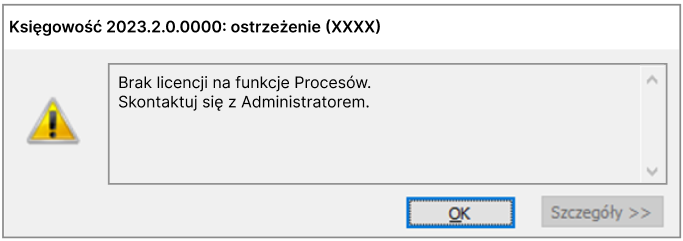 Komunikat o braku licencji