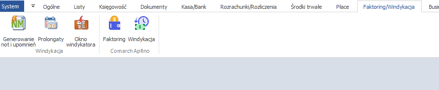 Zakładka Faktoring/Windykacja