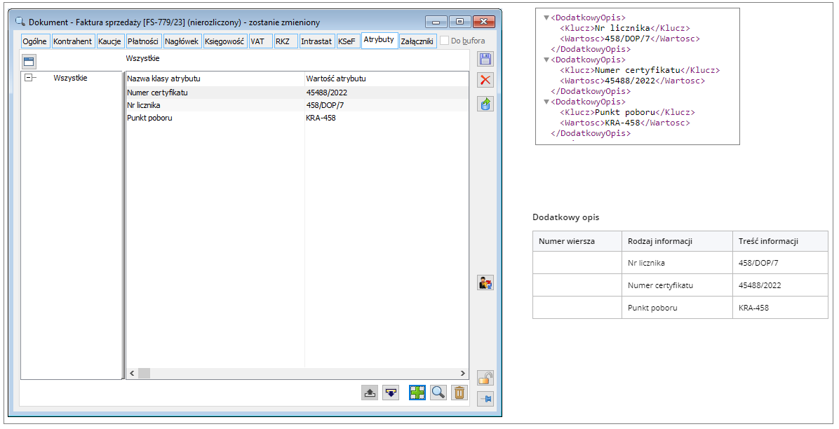 Wykorzystanie atrybutów do przesyłania dodatkowych informacji podczas wysyłki faktury do KSeF