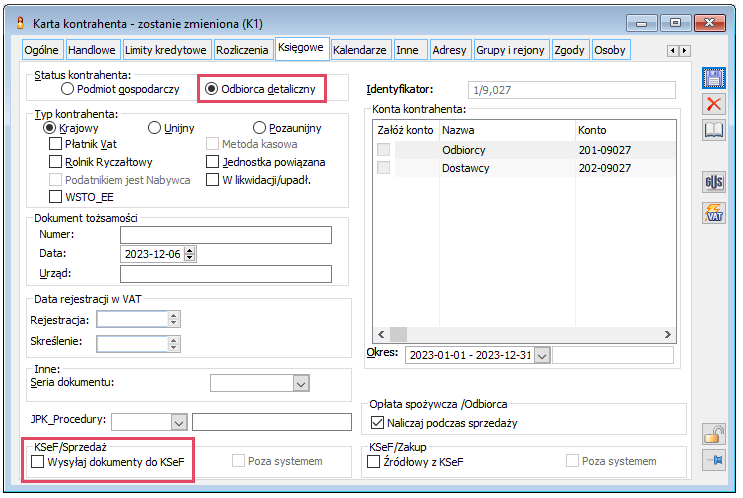 Powiązanie pomiędzy statusem kontrahenta a parametrem wysyłki do KSeF