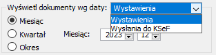 Filtr „Wyświetl dokumenty wg daty”