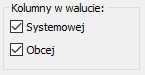 Okno Rozrachunki - kolumny w walucie