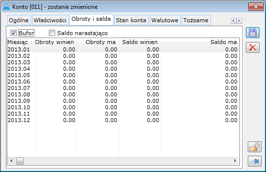 Konto, zakładka Obroty i salda.