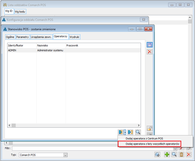 Dodawanie operatorów do stanowiska POS