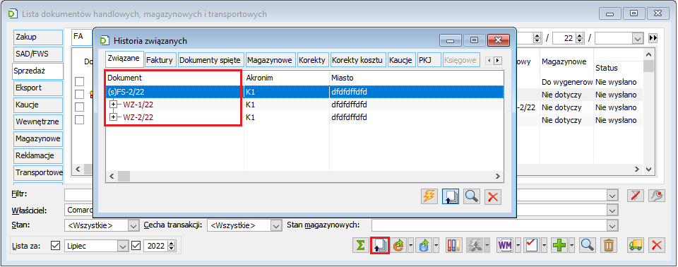 Historia związanych – pozycje zwinięte do pierwszego poziomu