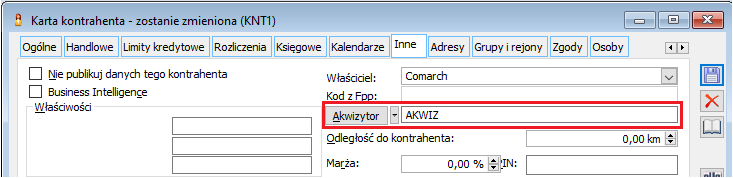 Przypisanie akwizytora do kontrahenta