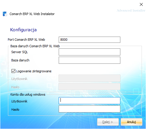 Comarch ERP XL Web Instalator - konfiguracja