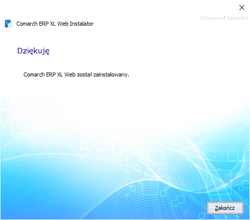 Comarch ERP XL Web Instalator – zakończenie procesu instalacji