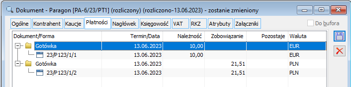 Rozlicznie paragonu w Euro z wydaniem reszty w PLN