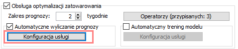 Przycisk do konfiguracji usługi automatycznego wyliczania prognozy