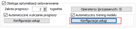 Przycisk do konfiguracji usługi automatycznego treningu modelu