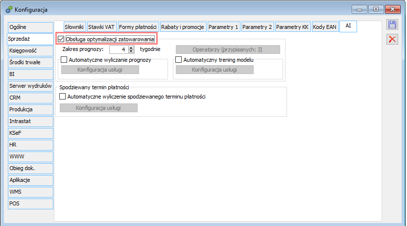 Włączenie obsługi optymalizacji zatowarowania w konfiguracji systemu
