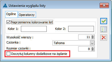 Włączanie przez użytkownika opcji doczytywania kolumn na żądanie