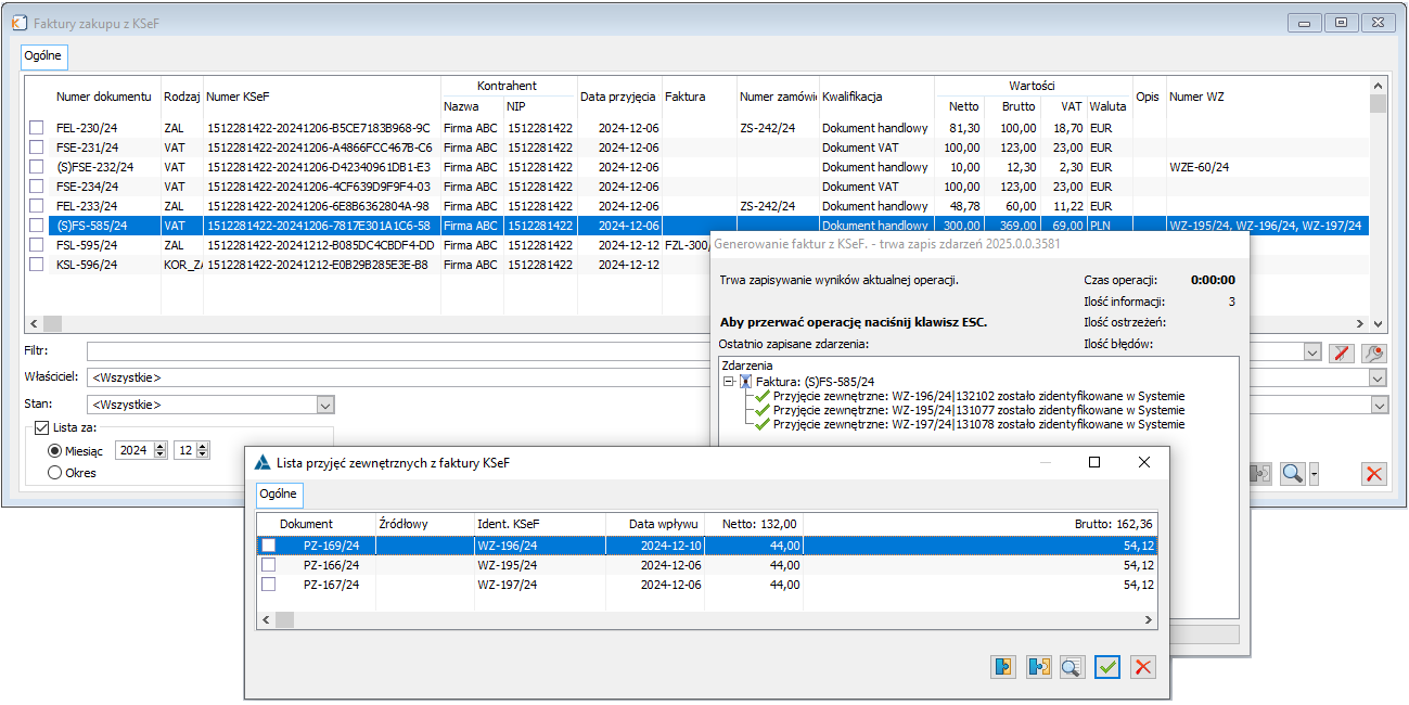 Identyfikacja i prezentacja dokumentów PZ podczas generowania (S)FZ z faktury KSeF