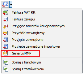 Operacja do generowania MMP z listy dokumentów AWD
