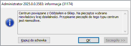 Komunikat informujący o braku możliwości zastosowania lokalizacji w e-Sklep