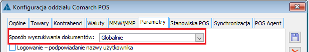 Parametr wyszukiwania globalnego dokumentów na stanowiskach POS
