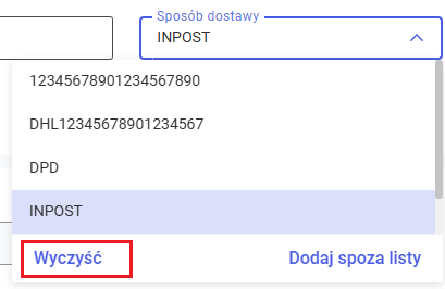 Usuwanie sposobu dostawy z dokumentu