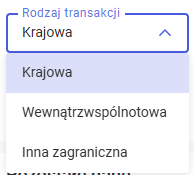 Zmiana rodzaju transakcji