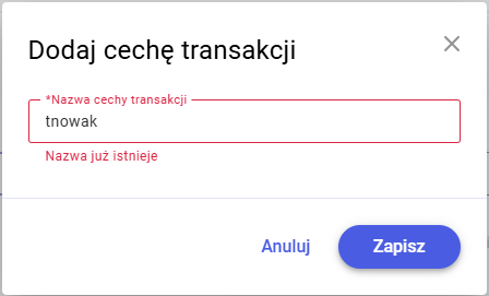 Walidacja wartości cechy