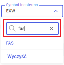 Wyszukiwanie symbolu Incoterms