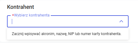  Dodanie kontrahenta przez wpisanie akronimu, NIP lub numeru karty