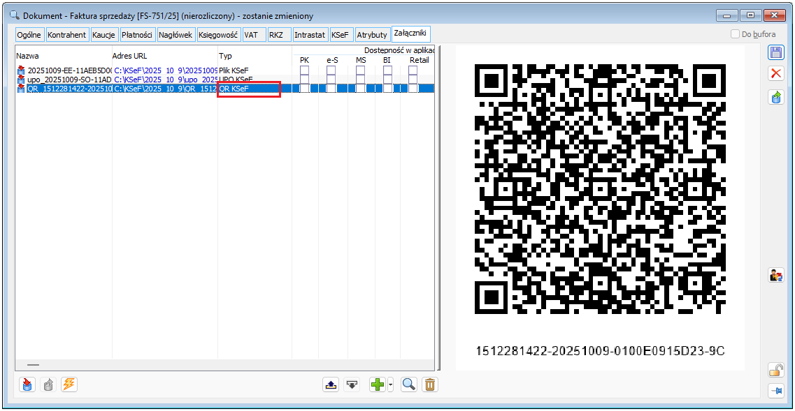 Załącznik z kodem QR faktury