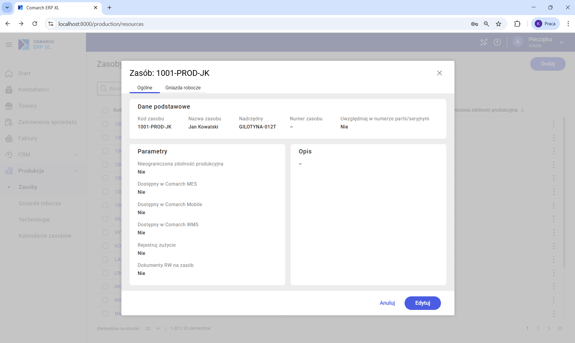 Podgląd zasobu- zakładka Ogólne
