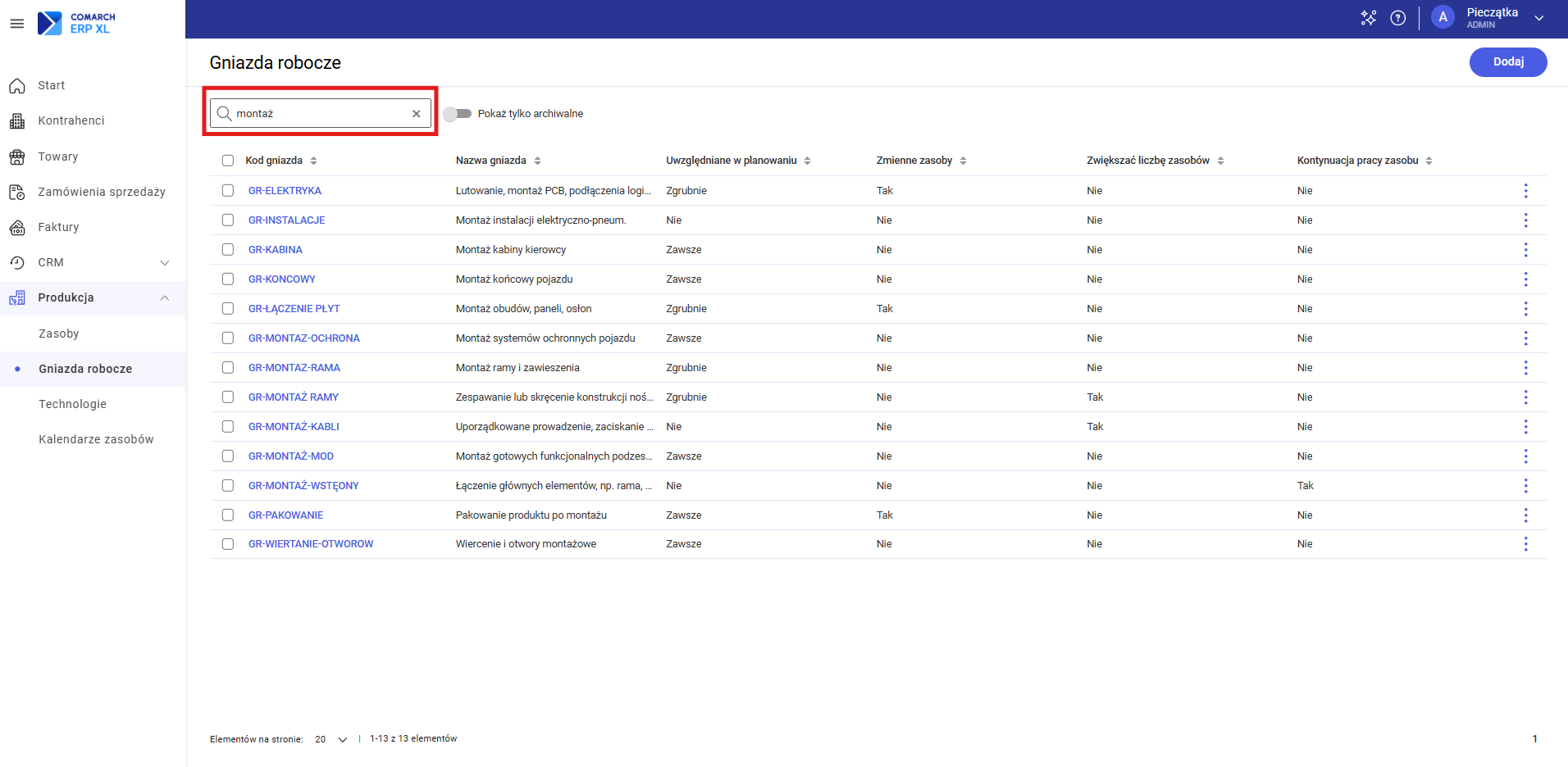 Wyszukiwarka na liście gniazd