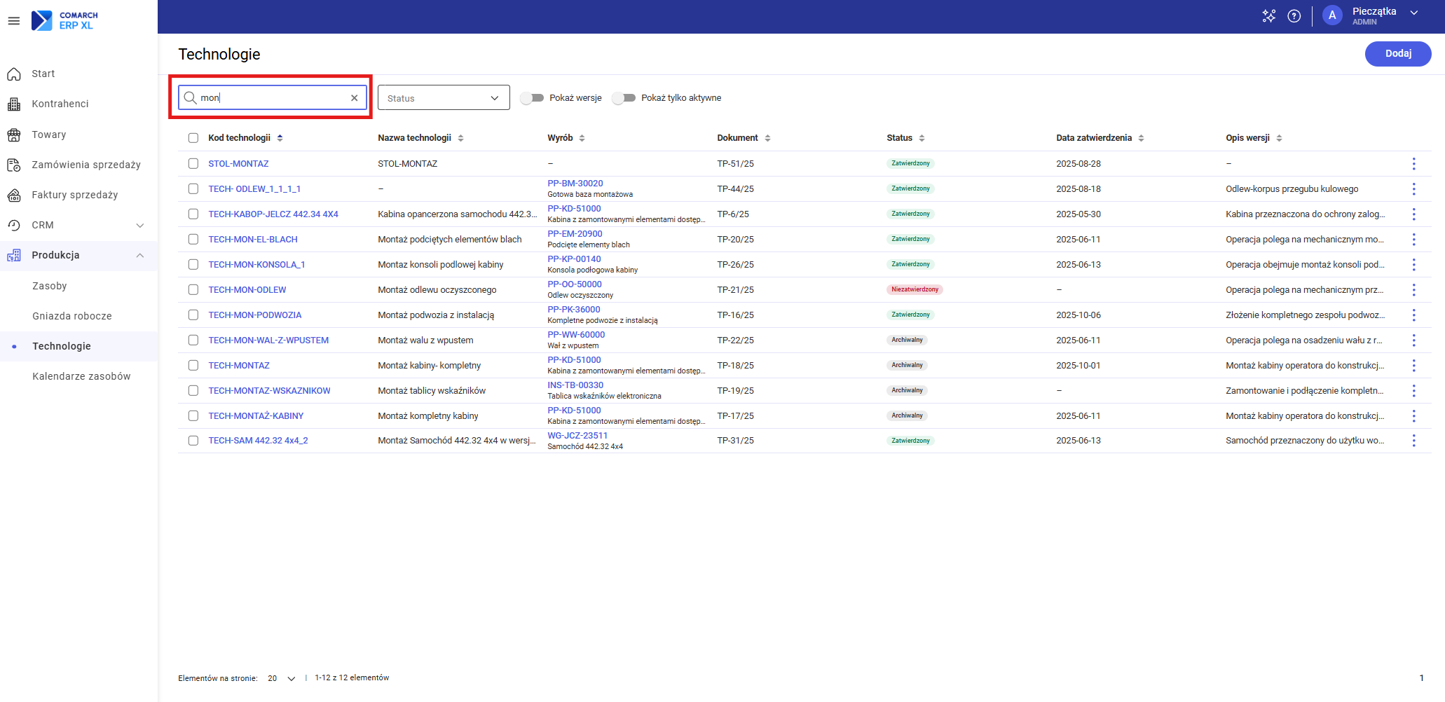 Wyszukiwarka na liście zasobów