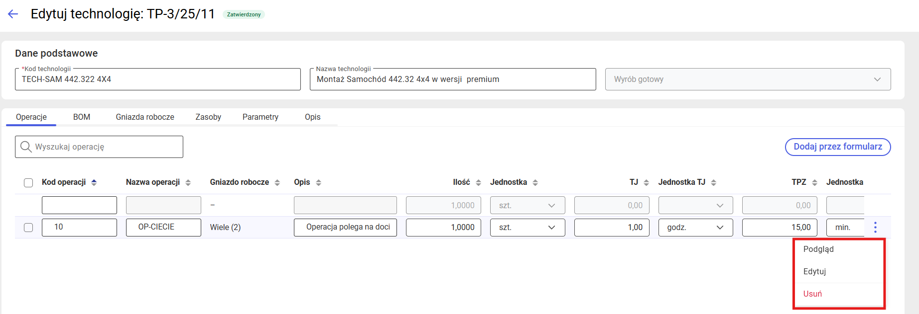 Dostępne funkcje na zakładce Ogólne