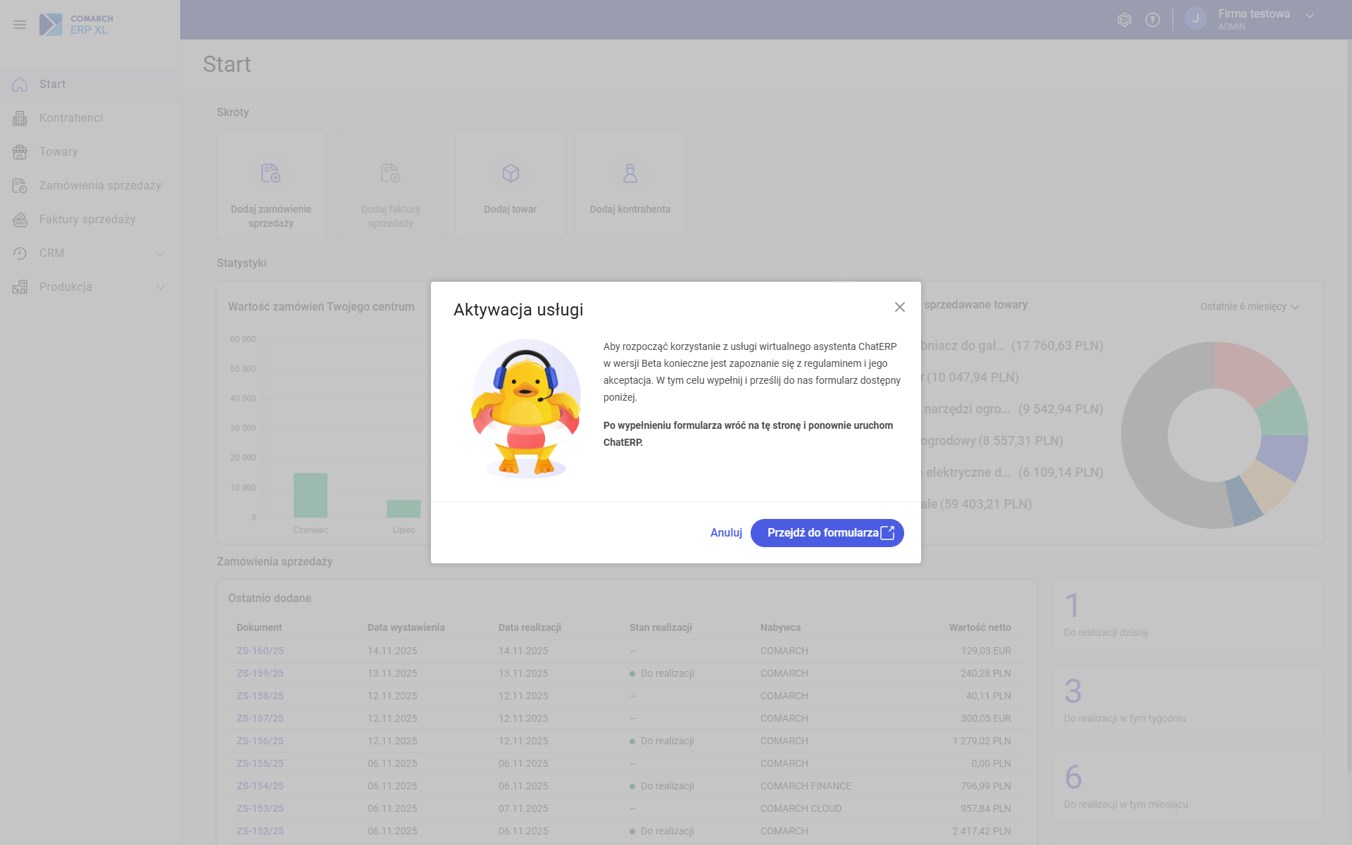 Aktywacja usługi Comarch ChatERP