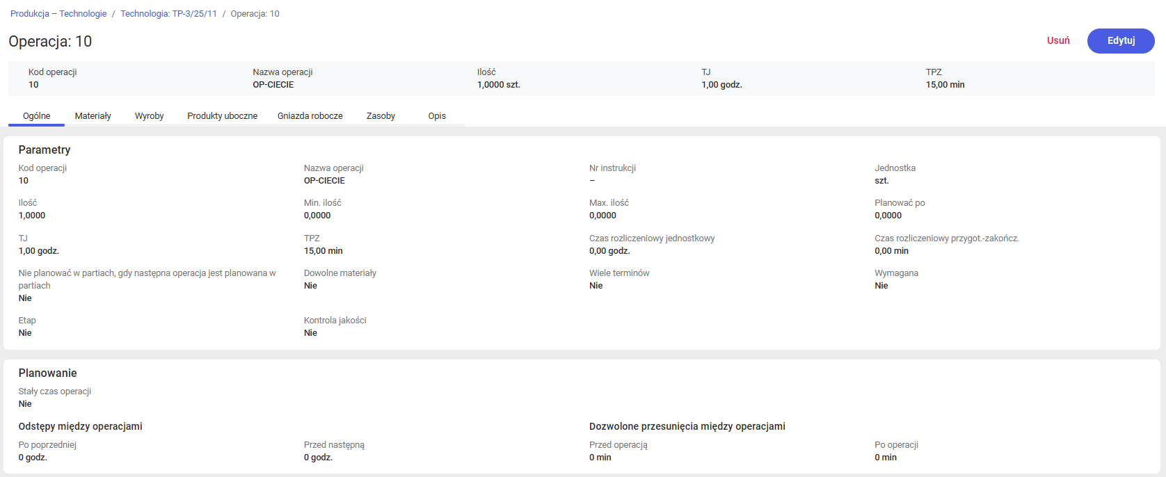 Tryb podglądu operacji