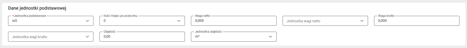 Dane jednostki podstawowej
