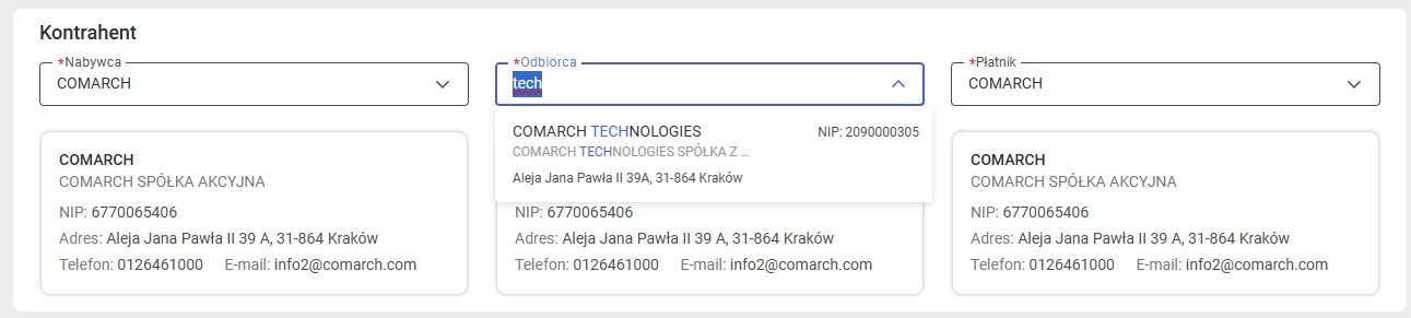 Zmiana odbiorcy na zamówieniu