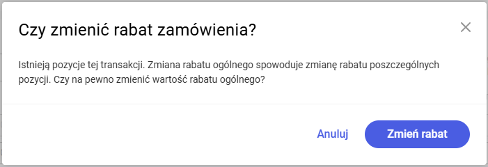 Zmiana rabatu na zamówieniu z dodanymi pozycjami