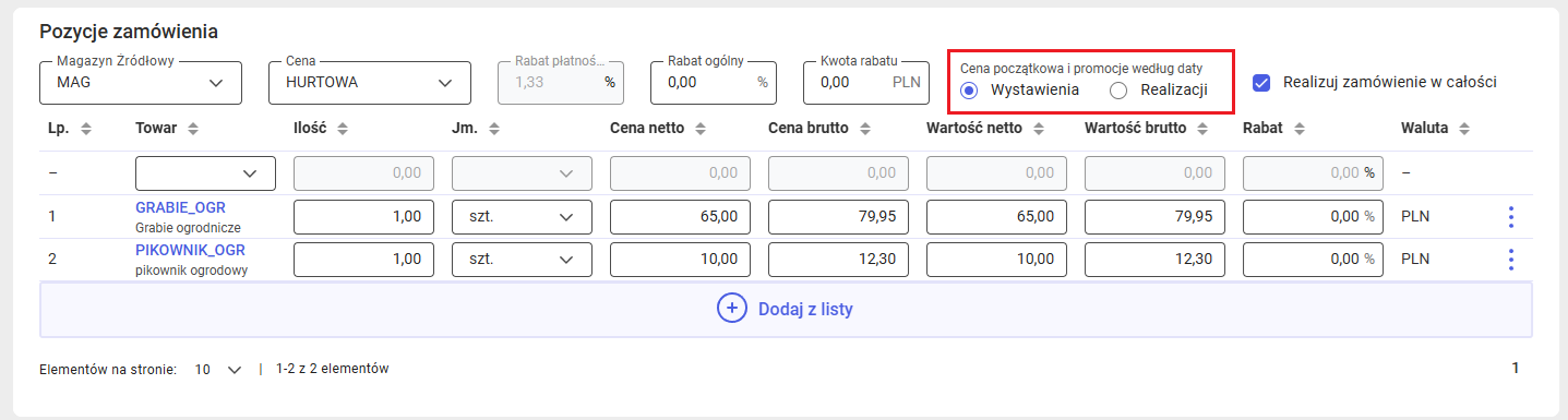 Parametr określający, która data jest podstawą do zastosowania promocji