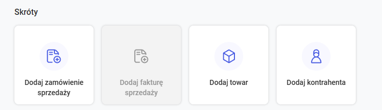 Przyciski do wykonywania szybkich akcji w panelu Skróty
