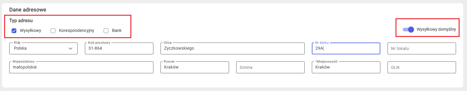 Określenie typu adresu
