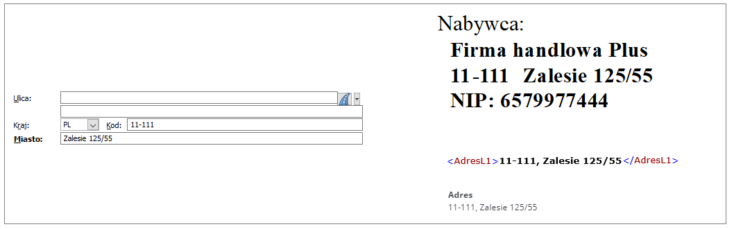 Definiowanie adresu kontrahenta dla miejscowości bez ulic – propozycja I