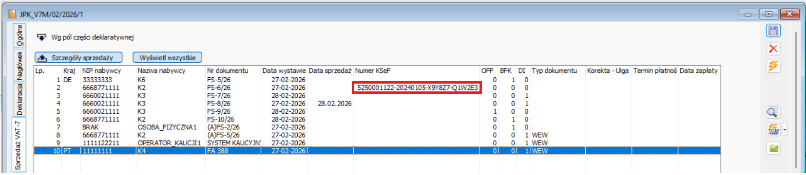 JPK_V7M(3) – sposób ocechowania faktury sprzedaży z nadanym Nr KSeF