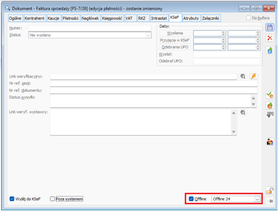 Faktura sprzedaży wystawiona w trybie Offline24