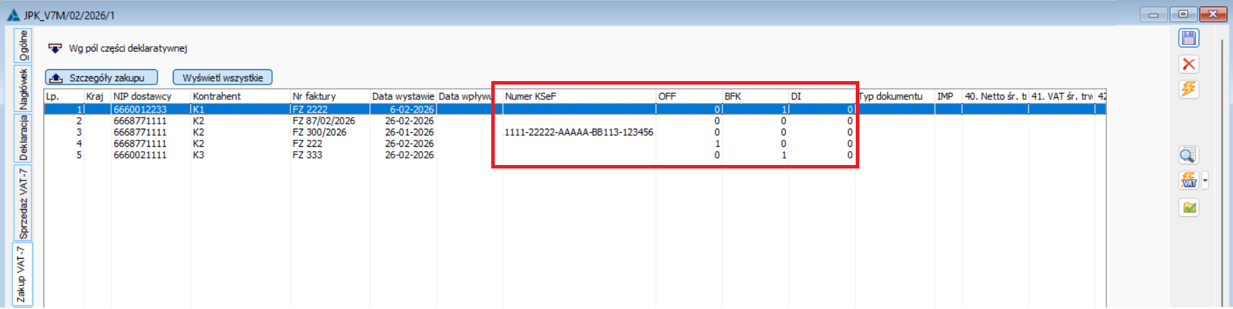 JPK_V7M(3) – ewidencja zakupu