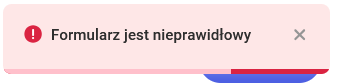 Komunikat błędu przy dodawaniu osoby do kontaktu