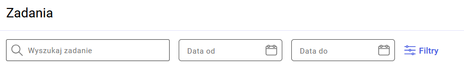 Okna wyszukiwania i filtrów zadań